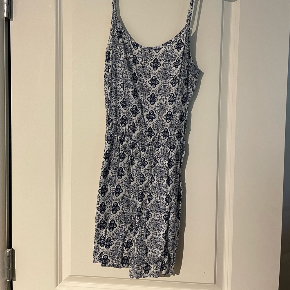 Blue and white romper